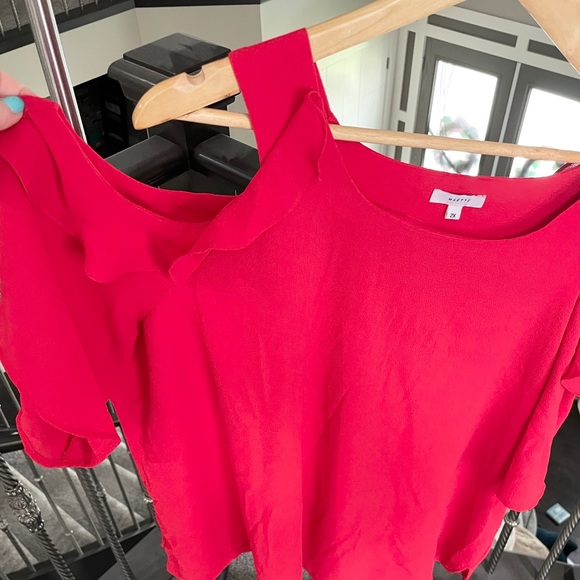 Stella & Dot Red Cold Shoulder Blouse 2XL - Picture 2 of 4